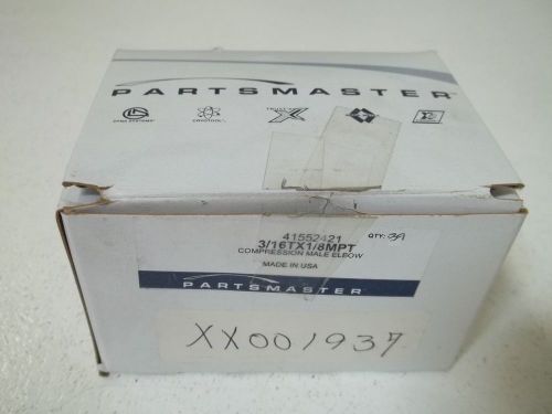 LOT OF 39 PARTSMASTER 41552421 3/16TX1/8MPT COMPRESSION MALE ELBOW*NEW IN BOX*