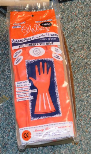 6 pair DuBarry super rugged LATEX rubber gloves SIZE LARGE SPECIAL NON-SKID GRIP