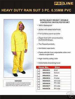 New 3pc.Storm Rain Coat/ Suit Rain Gear w/hood Size2XL