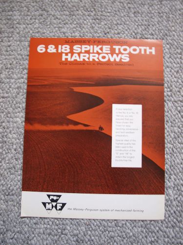 Massey-Harris-Ferguson 6 &amp; 18 Spike Tooth Harrow Vintage Brochure Orig. MINT &#039;58