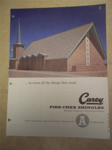 Philip Carey Mfg Catalog~Fire-Chex Shingles~Asbestos~1961