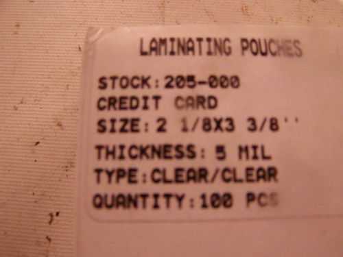 100 laminating pouches 2-1/2&#034; x 3 7/8&#034; 5 mil for sale