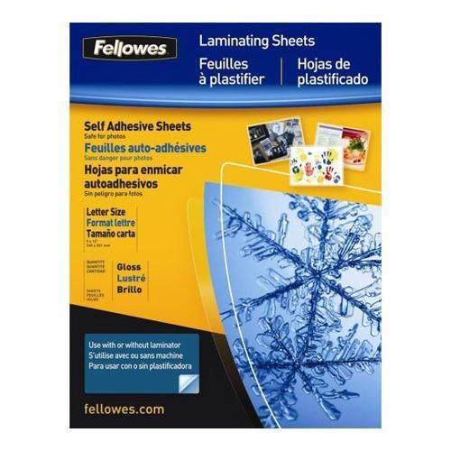 Fellowes Self Adhesive Laminating Sheets, 3mil Letter, 50 Pack, Clear #5221502