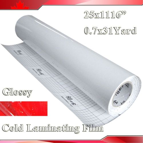 1116x25&#034; (0.7x31Yard) 3Mil Glossy UV Luster Vinyl Cold Laminating Film Laminator