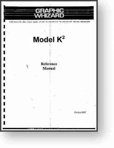 Graphic Whizard K2 Numbering Machine Operator&#039;s Manual