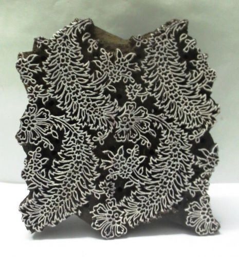 INDIAN WOODEN HAND CARVED TEXTILE PRINTING FABRIC BLOCK STAMP UNIQUE DESIGN FINE