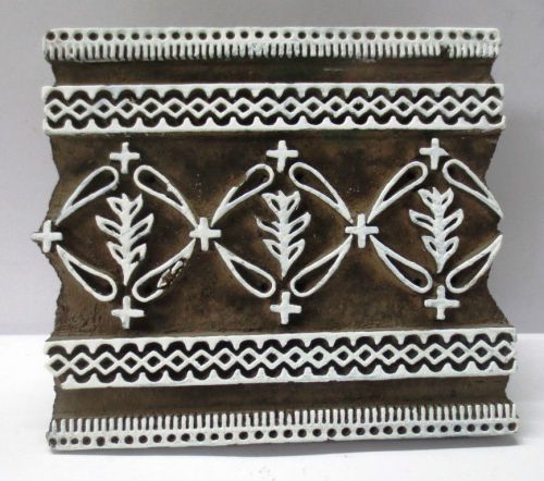 VINTAGE WOODEN HAND CARVED TEXTILE PRINTING ON FABRIC BLOCK STAMP DESIGN HOT 278