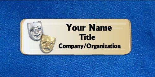 Drama masks custom personalized name tag badge id theater performing arts actor for sale