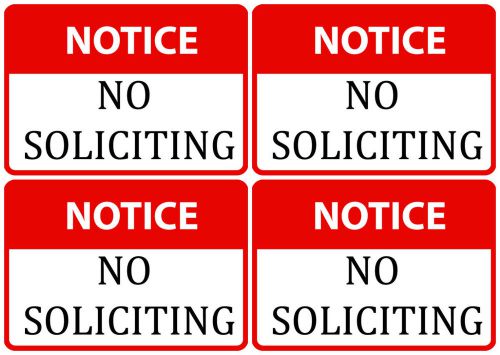 Red Notice Signs Set Of Four No Soliciting Sign High Quality Made In USA Warning