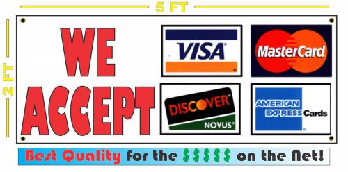 CREDIT CARDS LOGO Full Color Banner Sign for Visa Amex Discover Master Card