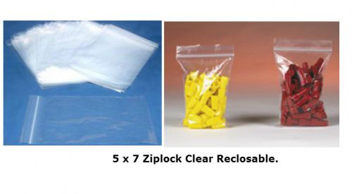 5 X 7  Ziplock Reclosable White Block Poly Bags Write-On  2 mil 100 pack