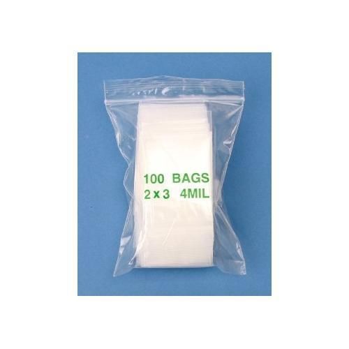 2&#034; x 3&#034;, 4 mil clear white block zip lock bags, 5 packs of 100 new for sale