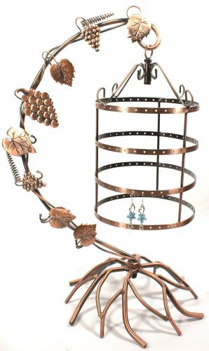 Copper Color Grape Bird Cage Earring Holder~Necklace Stand~ Jewelry Display