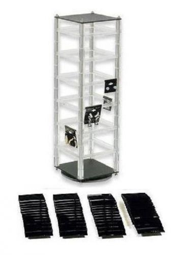 New clear rotating earring display stand with 100  2 inch x 2 inch black cards for sale