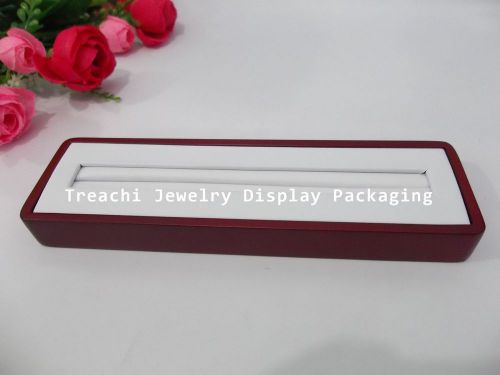 TreaChi Jewelry Display Continuous Ring Tray Case Rosewood White Faux Leather