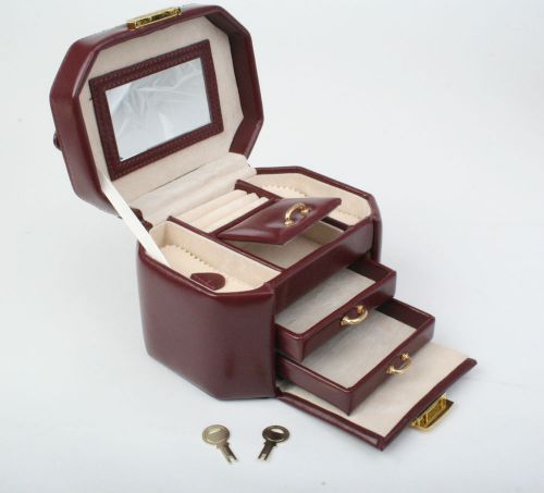 Jewelry collection box collector leather earring ring with handle mirror storage for sale