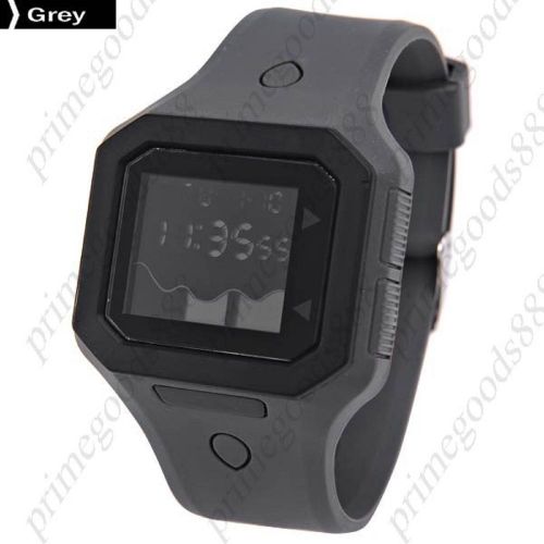 Waterproof Unisex Sports Digital Wrist Watch with Rubber Band in Grey