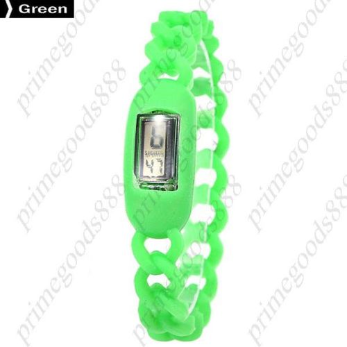 Sports LCD Digital Sport Silica Gel Band Free Shipping Wrist Wristwatch Green