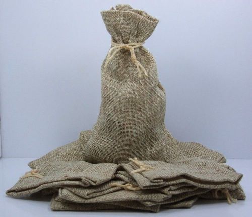 Lot OF12 Burlap Natural Color Drawstring Pouch Gift Bags 4x6 Inch