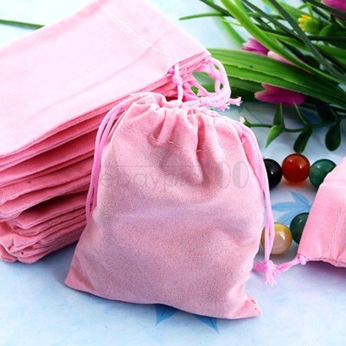 25 x pink velvet drawstring jewelry gift pouches bags fashion for sale