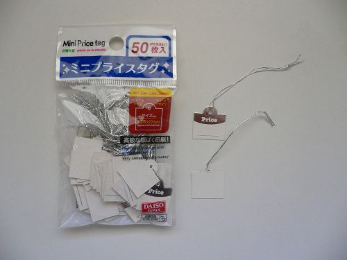 High Quality Mini Paper Price Tags 50 Pieces w/ Silver Printing &amp; String BNIP
