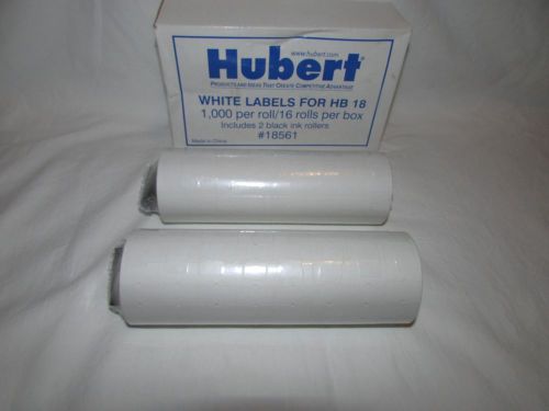 Hubert #18561 White Pricing Labels for HB 18 16 Rolls &amp; 2 Ink Rollers New