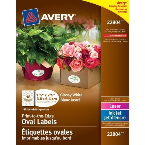 Avery Easy Peel Print-to-the-Edge Label - 1.5&#034;Wx2.5&#034;L - 180 / Pack- Oval