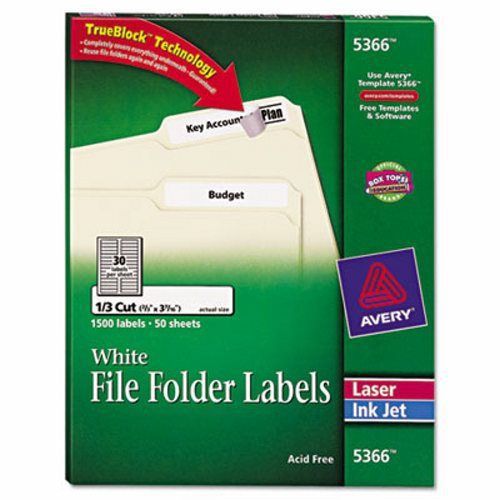 Avery Permanent Self-Adhesive Laser/Inkjet File Folder Labels, 1500/BX (AVE5366)