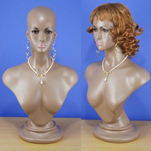 Brand New 26&#034; Brown-Black Female Mannequin Head &amp; Bust 104B 