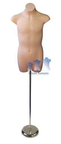 Teenage boy 3/4 fleshtone and tall adjustable mannequin stand with 8&#034; round base for sale