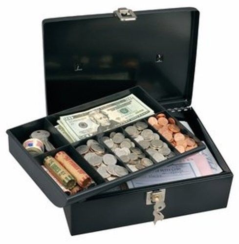 Cash money box w/ 7 compartment tray storage steel safe drawers piggy bank new for sale