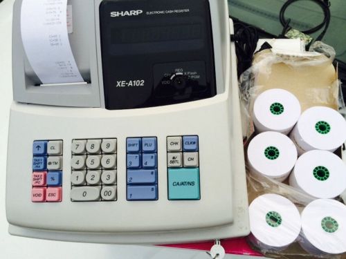 SHARP XE-A102 CASH REGISTER WITH KEYS + 6 ROLLS OF PAPER - WORKS ~ GREAT!