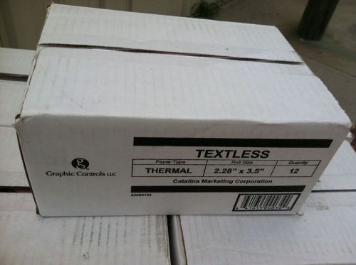 Textless Thermal Paper Rolls 2.28&#034; X 3.5&#034; X 300&#039; Dozen/Case