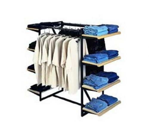 Double hangrail frame w/ 8-24&#034; shelves; 1&#034; square tubing by modern store fixture for sale