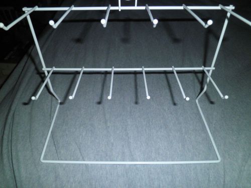 2 Tier 12 Single Peg Hook Counter Display Rack for Small Items White