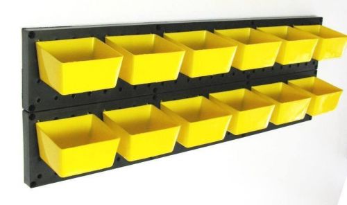 12 Yellow Storage Bins &amp; 2 Wall Mount Pegboard Tracks Organize Crafts  # EB - TU