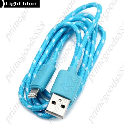 1m Braided Cord Lightning Charge Data Sync Cable 1 m Charger Chargers Light Blue
