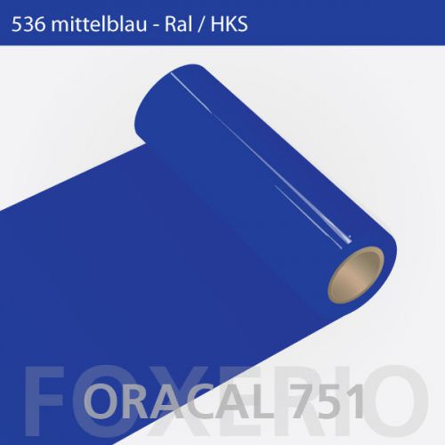 536 Medium Blue Oracal 751 Cast 5-50m 31cm Glossy Adhesive Film Plotter