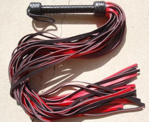 LONG THUDDY RED PATENT Leather Flogger WHIP - HORSE TRAINING TOOL - Cat