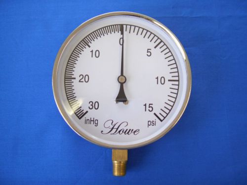 4.5&#034; contractor pressure gauge stainless steel 1/4&#034; npt bottom mount 30&#034;hg~15psi for sale