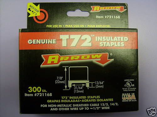 ARROW T72 INSULATED STAPLES 12MM X 5MM 300 FREE POSTAGE