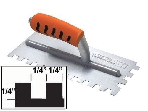 Kraft tool co. superior notch trowel square 1/4&#034;x1/4&#034;x1/4&#034;-st404pf; 765139443844 for sale
