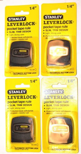 4 NOS Stanley USA made 1/4&#034; x 8&#039;  LEVERLOCK POCKET TAPE MEASURE #30-563
