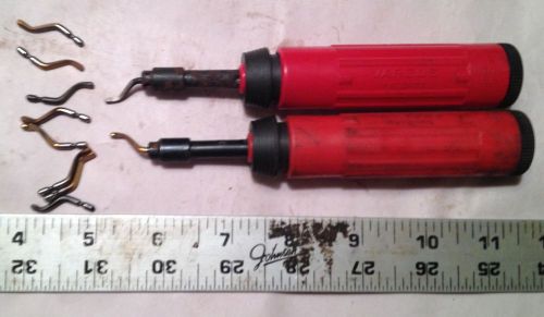 TWO VARGUS DE BURRING TOOLS WITH 10 BLADES MACHINIST LATHE TOOL