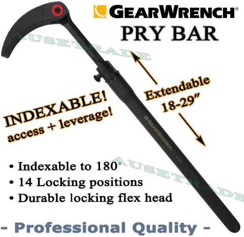 GEARWRENCH PRY BAR 180? INDEXABLE + EXTENDABLE 18-29&#034; PRO QUALITY HAND TOOLS