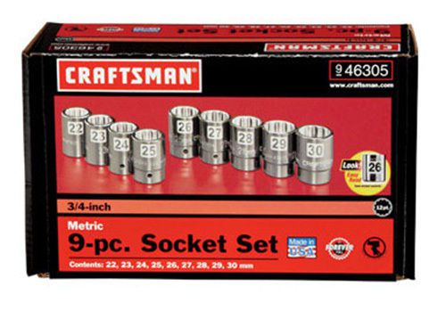 NEW! Craftsman 946305 3/4&#034; Drive Metric 9pc  22-30mm Free Shipping