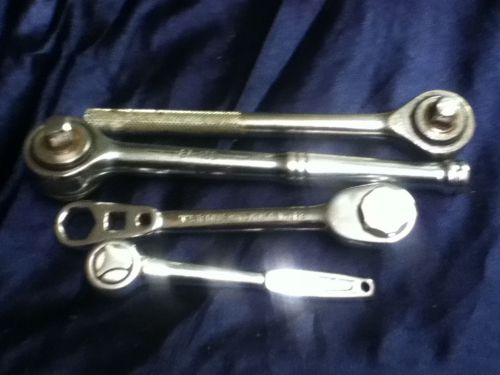 LOT OF 4 Japan Ratchet Socket Wrenches USA: D Wizard, Stanley, &amp; Duro/Indestro