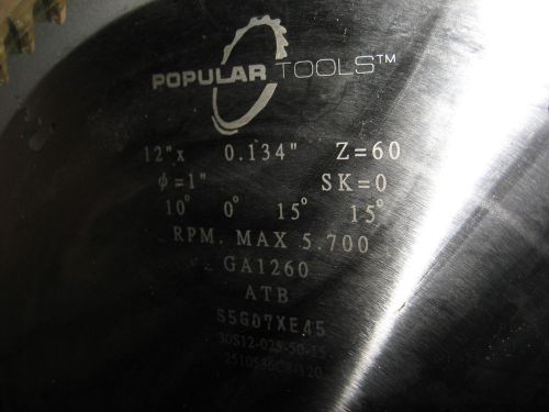 Popular Tools carbide tipped circular saw blade GA1260