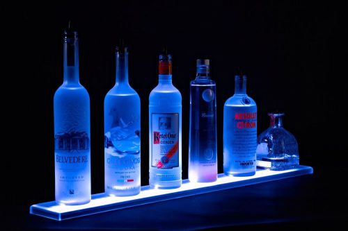Home bar lighting - 2&#039; led lighted liquor bottle display home beverage shelf new for sale