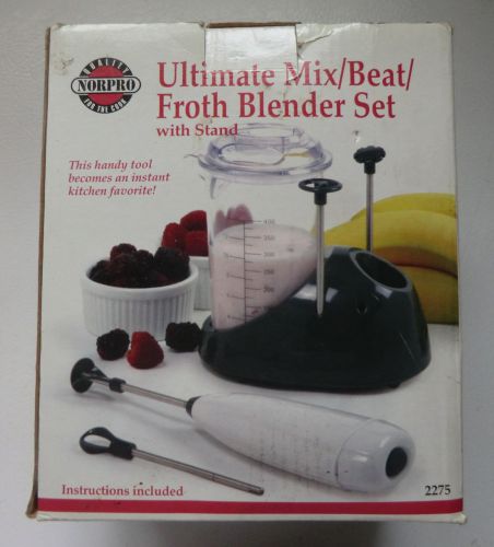 NEW Norpro Cordless Ultimate Mix Beat Froth Blender Set w/ Stand White